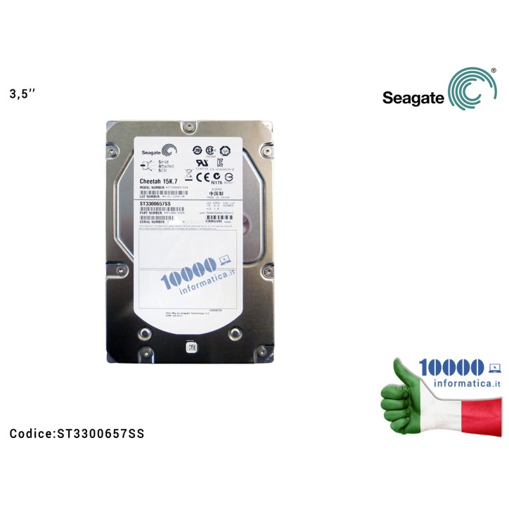 Hard Disk Server 3,5'' 300GB SEAGATE SAS 6Gb/s 15K 15000rpm ST3300657SS Cache 16MB Cheetah 24x7 Enterprise Edition