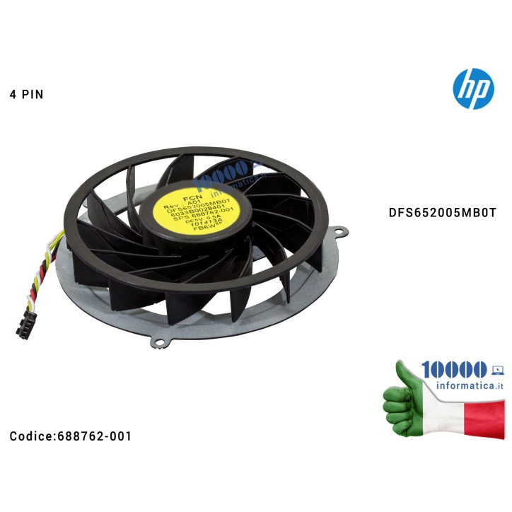 Ventola di Raffreddamento Fan CPU HP EliteBook 8770W 8740W 8675W 8760W [4 PIN] DFS652005MB0T