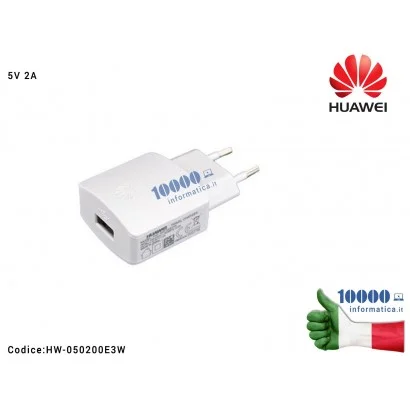 02220299 Alimentatore Carica Batteria USB HUAWEI 10W 5V 2A [BIANCO] (HW-050200E3W) Tablet Smartphone