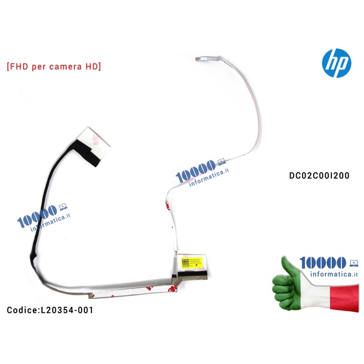 Cavo Flat LCD HP Pavilion Gaming 15-CX [FHD per camera HD] TPN-C133 FHD Non-IR EDP (Full-HD) DC02C00I200 (30 PIN) L20354-001