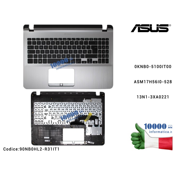 Tastiera Italiana Completa di Top Case Superiore ASUS VivoBook X507 (Icicle Gold) X507M X507MA X507U X507UA X507UF F507U F507UA 