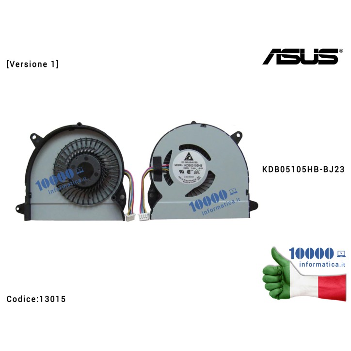 Ventola Fan CPU ASUS [Versione 1] U32V U32VM U32 U32JC U32U U32VJ X32U X32V U82V 13GN2J1AM010-1 13GN2J1AM010-2 KDB05105HB-BJ23