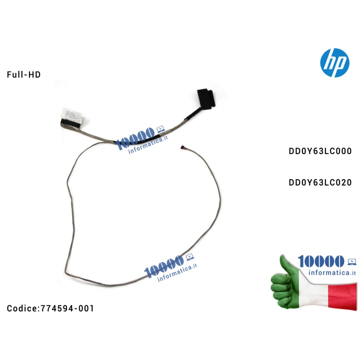 Cavo Flat LCD HP 15-U 15-U010DX 15-U011DX Envy X360 [FHD] DD0Y63LC000 DD0Y63LC020 774594-001