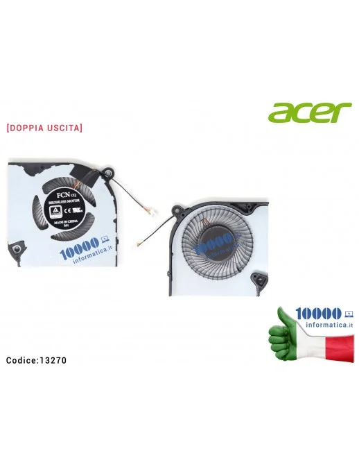 13270 Ventola Fan CPU ACER Nitro 5 AN515-43 AN515-54 AN515-55 AN517-51 AN517-52 AN715-51 (DOPPIA USCITA)