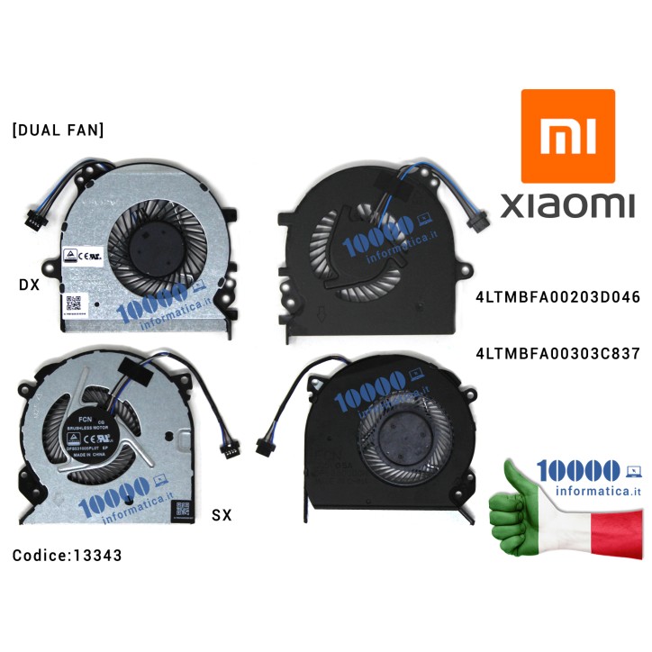 Ventola Fan CPU+GPU XIAOMI MI Ruby TM1802-AC TM1802-AD MX110 [DIS] (2019) [DUAL FAN] 4LTMBFA00203D0464LTMBFA00303C837