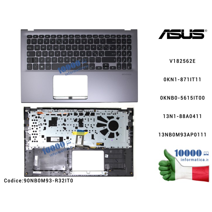 Tastiera Italiana Retroilluminata Completa di Top Case Superiore ASUS VivoBook 15 X512 (Slate Grey) X512F X512FJ X512FL X512J X5