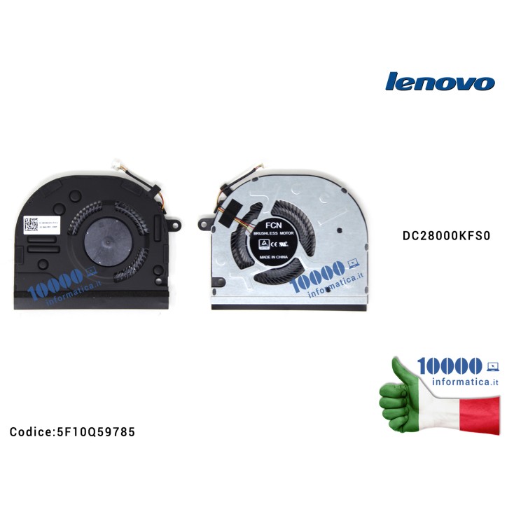 Ventola Fan CPU LENOVO V130-14 V130-14IGM (81HX) E43-80 V330 V330-14 DC28000KFS0 DFS200405B30T EG50060S1-C370-S99 5F10Q59785 FRU5F10Q59785