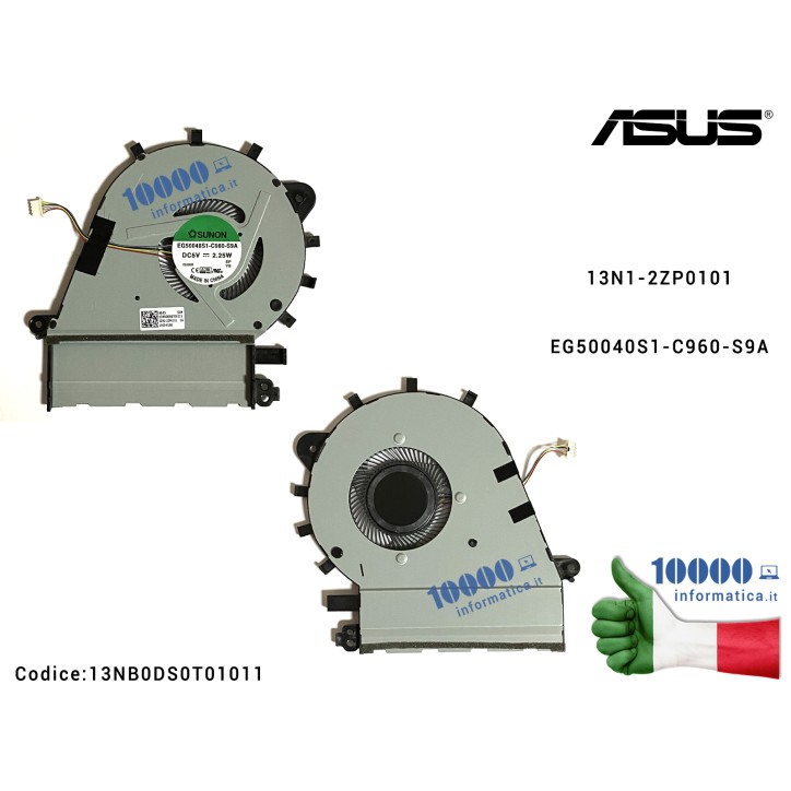 Ventola di Raffreddamento Fan CPU ASUS ZenBook UX430 UX430U UX430UA UX430UN UX430UQ 13N1-2ZP0101 EG50040S1-C960-S9A