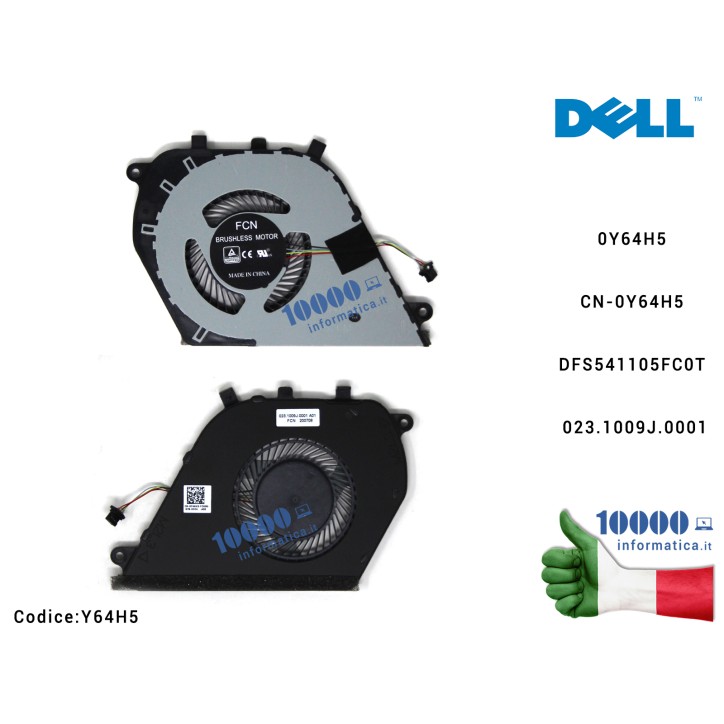 Ventola di Raffreddamento Fan CPU DELL Inspiron 7570 15-7000 15-7570 P70F 0Y64H5 CN-0Y64H5 DFS541105FC0T 023.1009J.0001