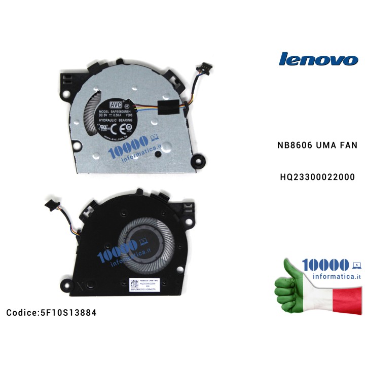 Ventola Fan CPU LENOVO S540-15 S540-15IWL (81NE) 81NE003JUS NB8606 UMA FAN HQ23300022000 5F10S13884