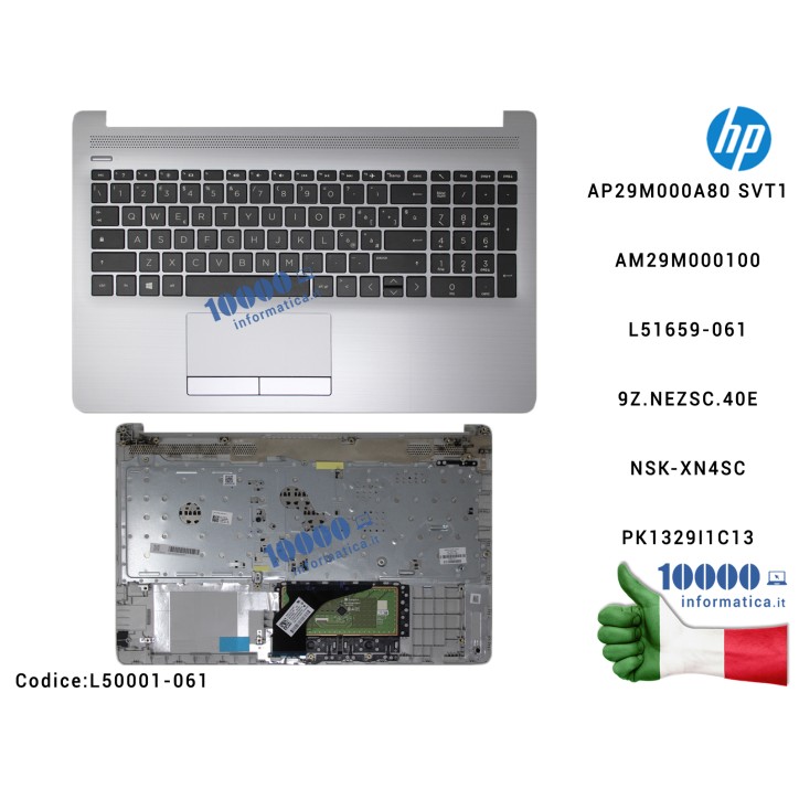 Tastiera Italiana Completa di Top Case Superiore Palmrest (Ash Silver) HP 15-DB 250 G7 255 G7 15-DA 15-DR [SILVER] AP29M000A00 T