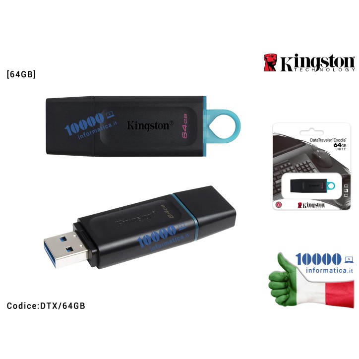 PENDRIVE USB 3.2 Gen 1 64GB CHIAVETTA PENNA 64 GB CHIAVE FLASH KINGSTON DTX/64GB PENDRIVE USB 3.2 Gen 1 64GB CHIAVETTA PENNA 64 GB CHIAVE FLASH KINGSTON DTX/64GB