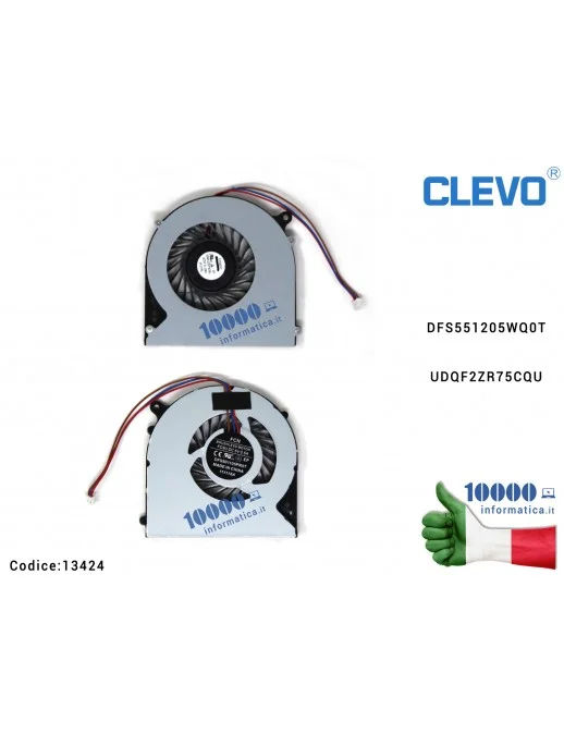 13424 Ventola Fan CPU CLEVO 6-31-N5502-102 F57-D1 F57-D1C F57-D1T FH22 DFS551205WQ0T FKLF 6-31-N75W2-101
