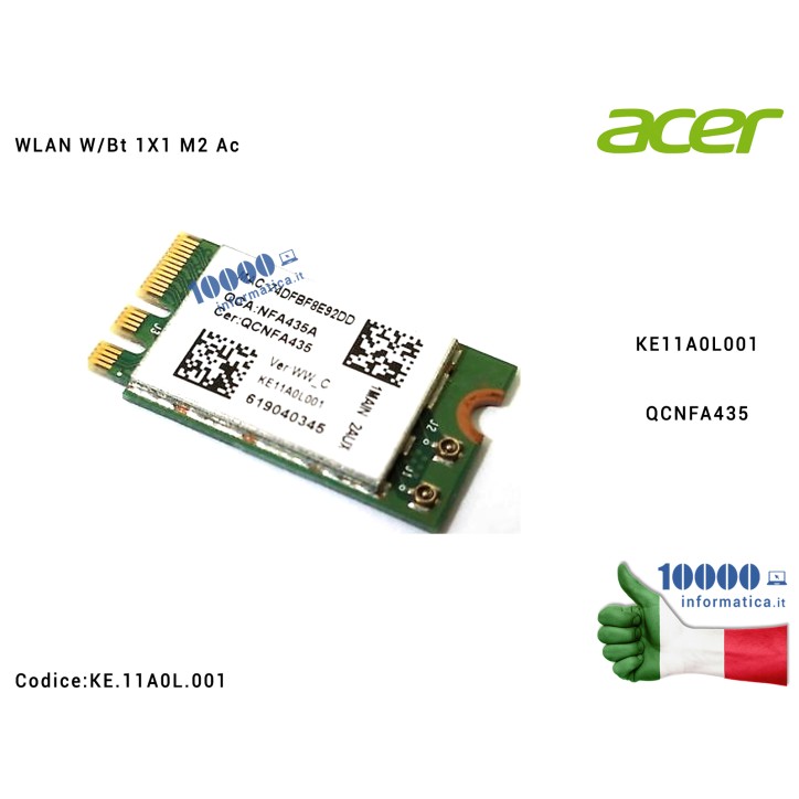 Scheda WiFi Wireless Card Board QCNFA435 ACER Aspire 3 A315-42 A515-51G ES1-433 ES1-523 Spin SP111-31 E5-523-97JY Asus Vivobook 