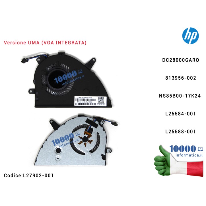 Ventola di Raffreddamento Fan CPU HP (VGA INTEGRATA) 15-CS 15-CW 15-CS000 15-CS2501NA 15-CS3068NL (UMA) NS85B00-17K24 L25584-001