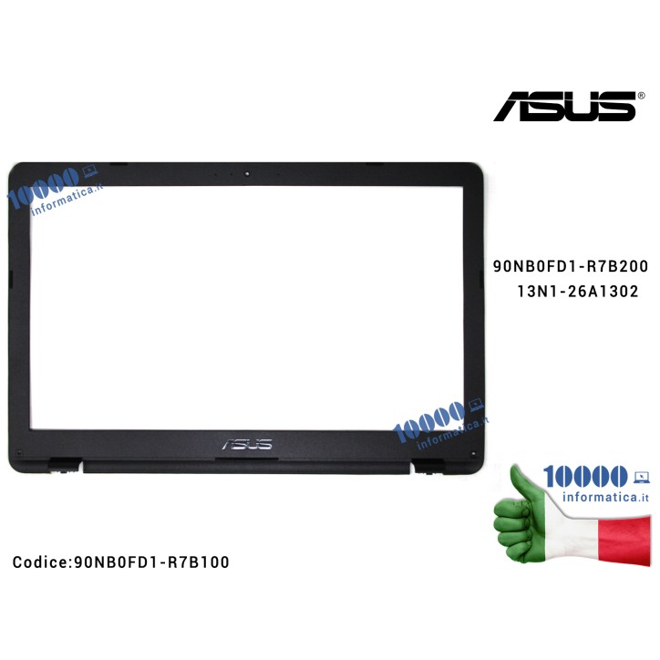 Cornice Display Bezel LCD ASUS VivoBook 15 X542 X542U X542UA X542UF (Nero) Cornice Display Bezel LCD ASUS VivoBook 15 X542 X542U X542UA X542UF X542UN X542UQ X542UR 13N1-26A1302 90NB0FD1-R7B100
