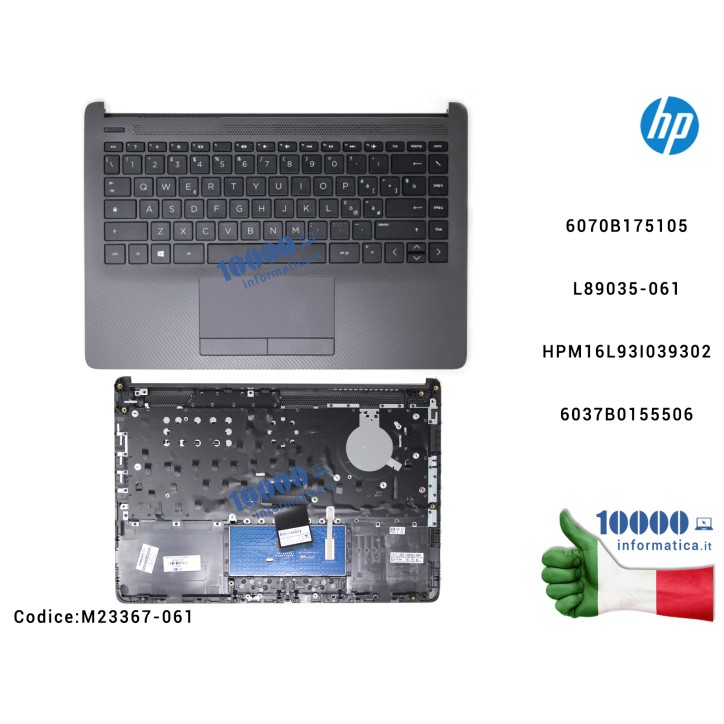 Tastiera Italiana Completa di Top Case Superiore Palmrest (Jet Black) HP Notebook 240 G8 [NERO] 6070B175105 L89035-061 HPM16L93I