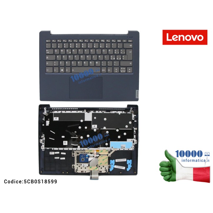 Tastiera Italiana Retroilluminata Completa di Top Case Superiore LENOVO IdeaPad S340-14IWL (81N7) S340-14API (81NB) S340-14IIL (81VV) [Abyss Blue] 5CB0S18599 FRU5CB0S18599