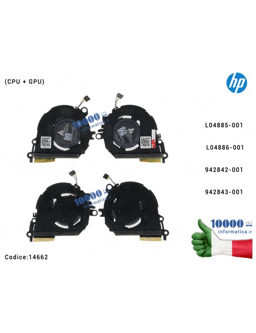 Ventola Fan (CPU + GPU) HP Spectre X360 13-AE 13T-AE TPN-Q199 [DUAL FAN] 13T-AE000 13-AE007NF 13-AE007NN 13-AE008NB ND55C03-17D17 ND55C03-17D16 L04885-001 L04886-001 942842-001 942843-001