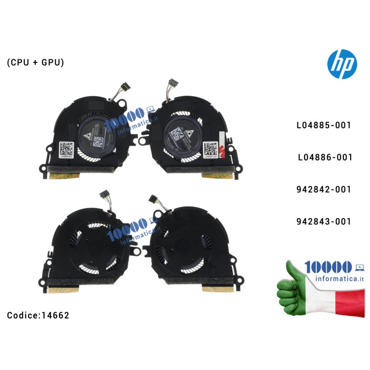 Ventola Fan (CPU + GPU) HP Spectre X360 13-AE 13T-AE TPN-Q199 [DUAL FAN] 13T-AE000 13-AE007NF 13-AE007NN 13-AE008NB ND55C03-17D1