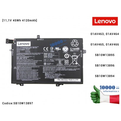 5B10W13897 5B10W13897 Batteria L17C3P52 Originale Notebook LENOVO ThinkPad L14 Gen 2 (20X1) (20X2) [11,1V 45Wh 4120mAh] 1AV46...