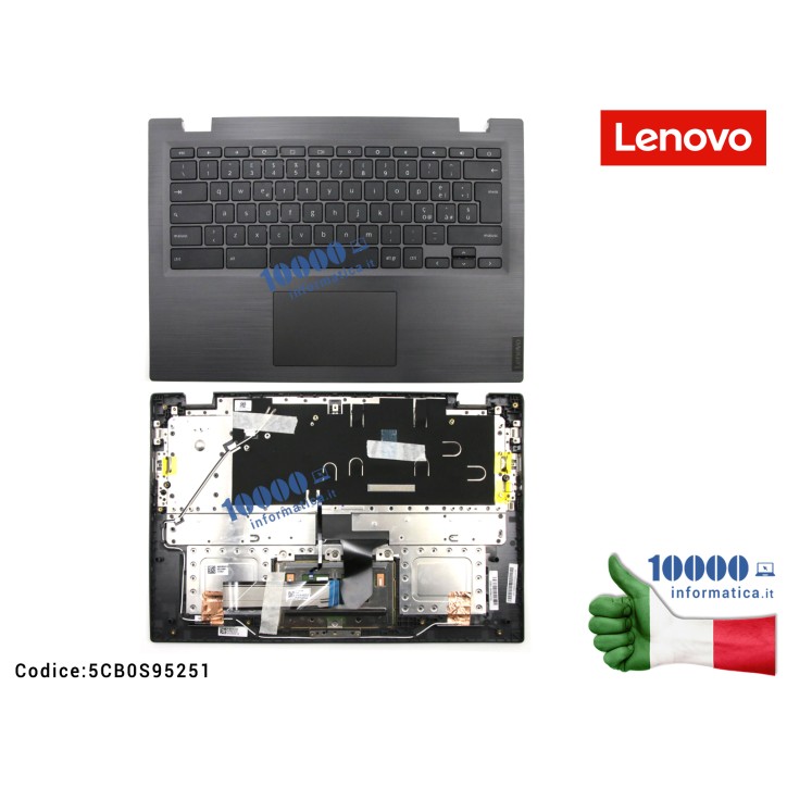 Tastiera Italiana Completa di Top Case Superiore LENOVO Chromebook S345-14AST (81WX) 14e (81MH) [Mineral Gray] 5CB0S95251 FRU5CB