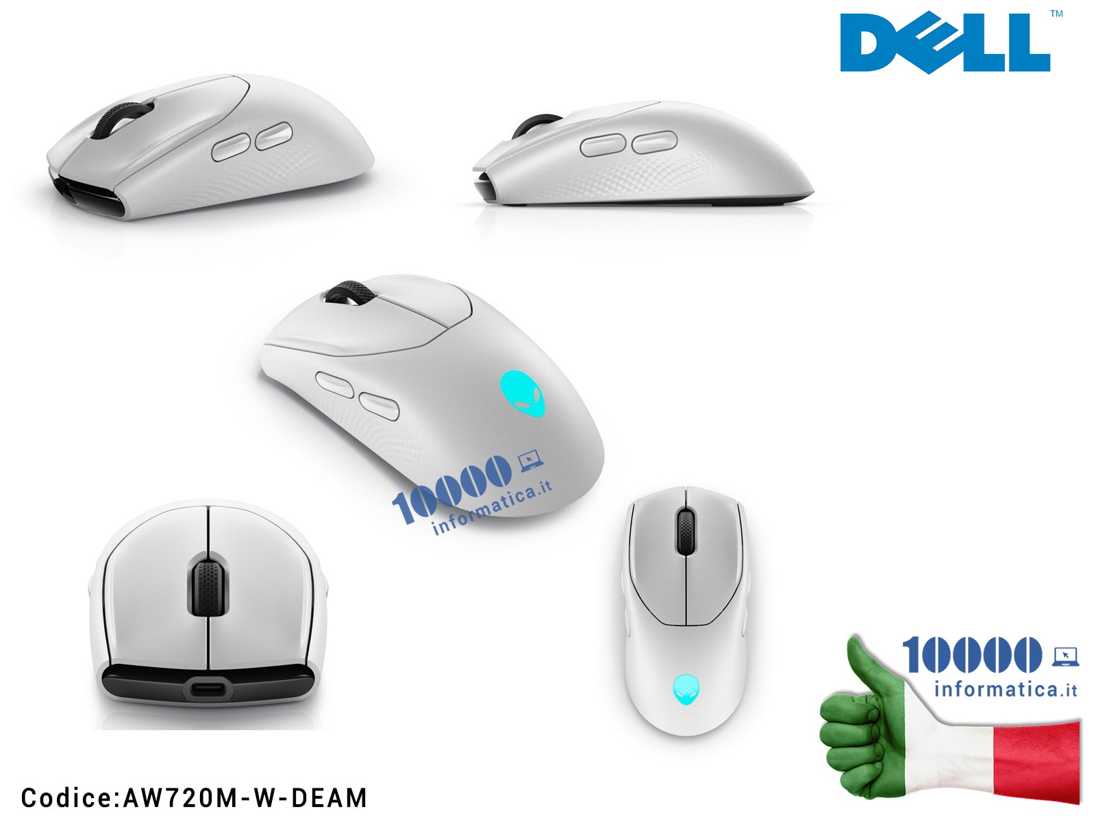AW720M-W-DEAM Alienware Tri-Mode Wireless Gaming Mouse DELL Aw720M Ambidestro Rf Wireless + Bluetooth Optical 26000 Dpi AW720... AW720M-W-DEAM Alienware Tri-Mode Wireless Gaming Mouse DELL Aw720M Ambidestro Rf Wireless + Bluetooth Optical 26000 Dpi AW720...