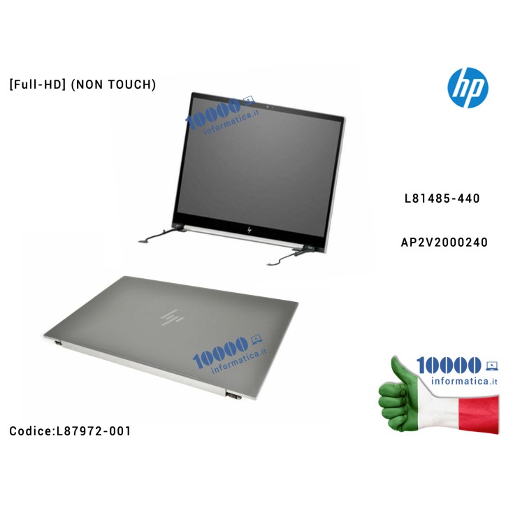 Display Assembly LCD HP 17-CG 17-CG0004NL [Full-HD] (NON TOUCH) vetro cavo flat e cerniere incluse B173HAN04.3 FHD (Natural Silv