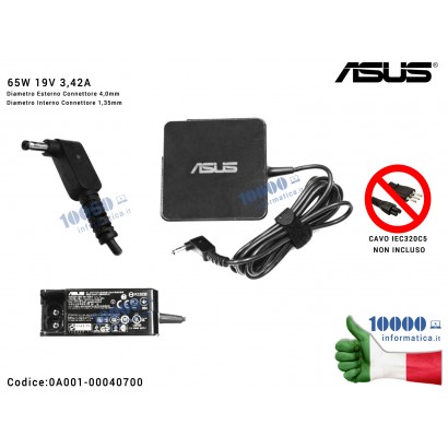 Alimentatore ASUS 65W 19V 3,42A [4,0 x 1,35 mm] (SENZA PLUG) ZenBook UX32V UX32VD UX302L UX302LA...