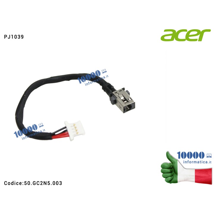 Connettore di Alimentazione DC Power Jack PJ1039 ACER Chromebook CB3-431 50.GC2N5.003