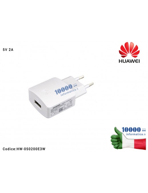 Alimentatore Carica Batteria USB HUAWEI 10W 5V 2A [BIANCO] (HW-050200E3W) Tablet Smartphone