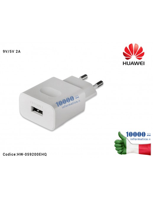 Alimentatore Carica Batteria USB HUAWEI 18W 9V 2A [BIANCO] (HW-059200EHQ) Fast Charge Ricarica Veloce Honor 8 (FRD-L09) Honor 8 (FRD-L19)