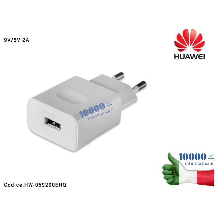 Alimentatore Carica Batteria USB HUAWEI 18W 9V 2A [BIANCO] (HW-059200EHQ) Fast Charge Ricarica Veloce Honor 8 (FRD-L09) Honor 8 