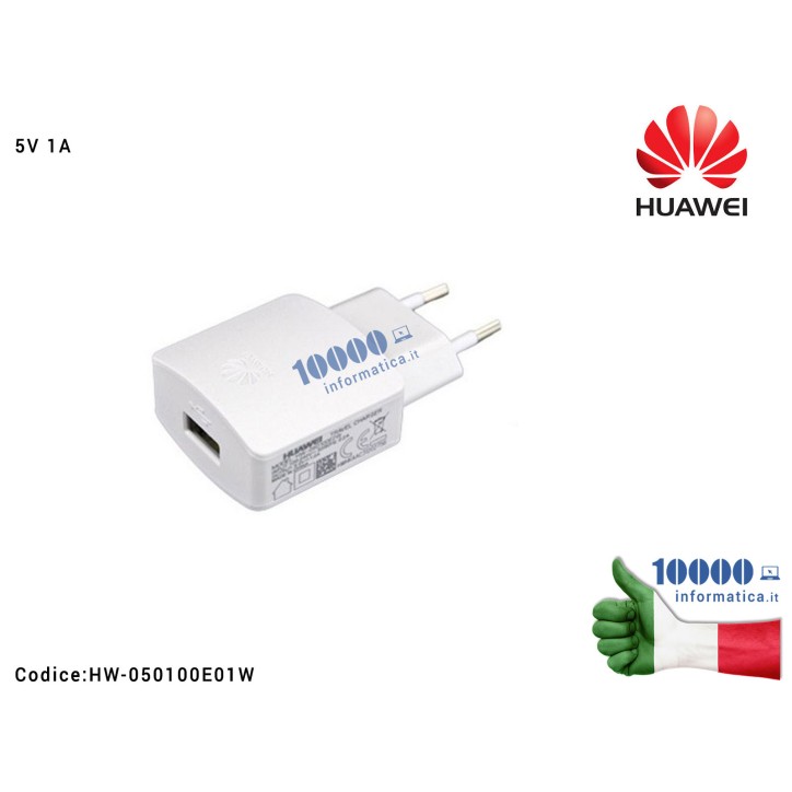 Alimentatore Carica Batteria USB HUAWEI 5W 5V 1A [BIANCO] (HW-050100E01) P8 Lite (ALE-L21) P8 Lite (PRA-L31)