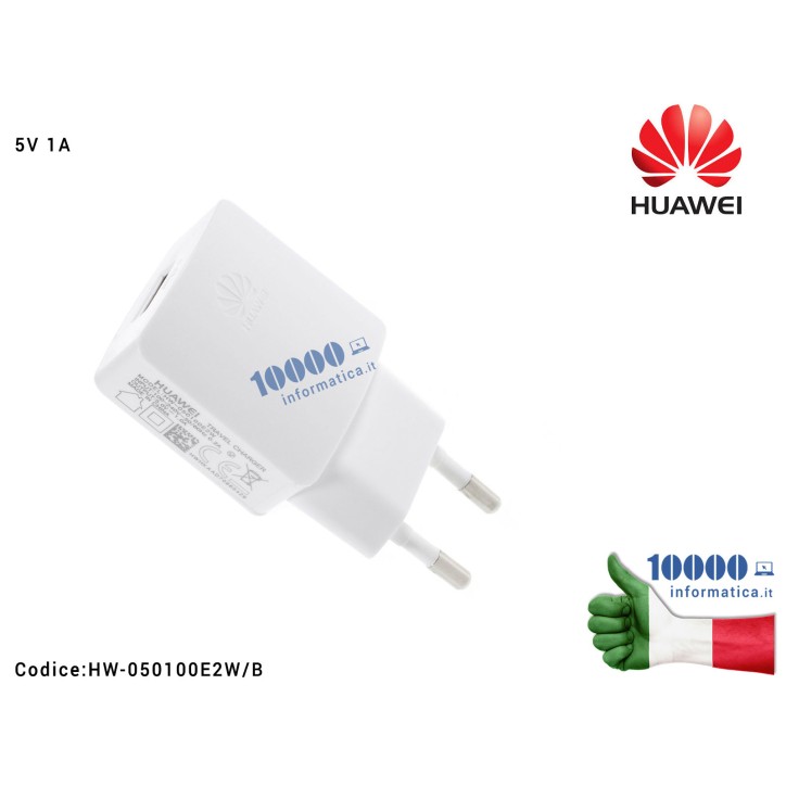 Alimentatore Carica Batteria USB HUAWEI 5W 5V 1A [BIANCO] (HW-050100E2W) USB Travel Charge
