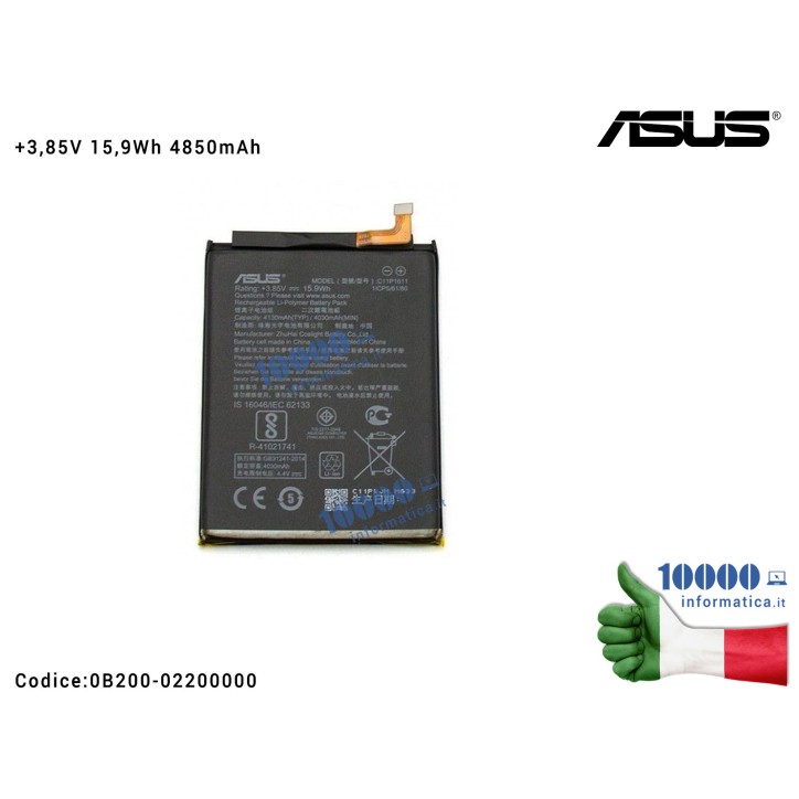 Batteria C11P1611 ASUS ZenFone 3 Max ZC520TL (X008D) [3,85V 15,9Wh 4130mAh] 0B200-02200000
