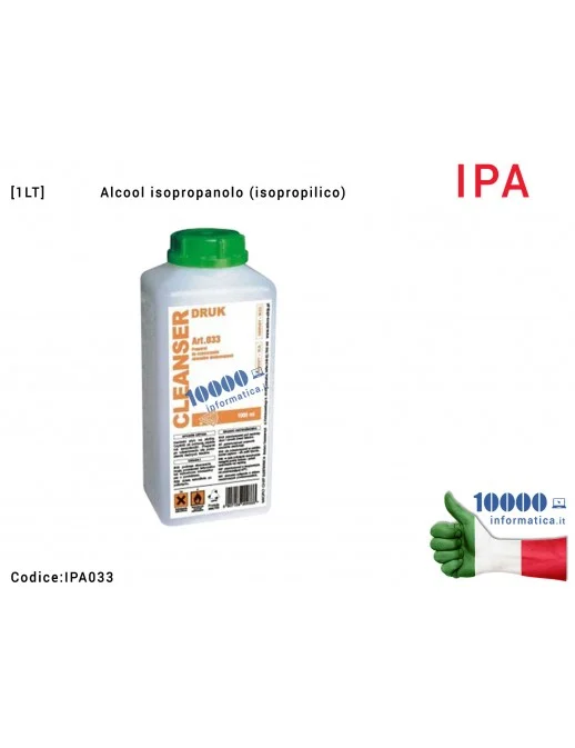 IPA033 Cleanser IPA Alcool Isopropanolo Isopropilico DRUK [1 LT] Art.033 Detergente liquido per vaschetta vasca e sistemi ad ...