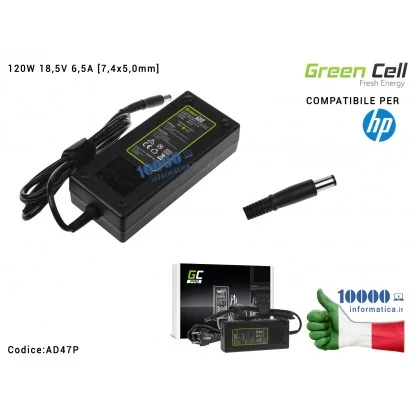 AD47P Alimentatore Green Cell PRO 120W 18,5V 6,5A [7,4x5,0mm] HP Compaq 6710b 6730b 6910p nc6400 nx7400 EliteBook 2530p 6930p...