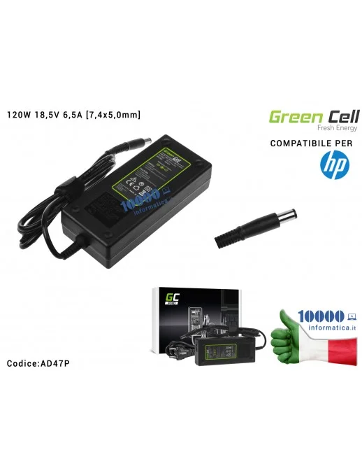 AD47P Alimentatore Green Cell PRO 120W 18,5V 6,5A [7,4x5,0mm] HP Compaq 6710b 6730b 6910p nc6400 nx7400 EliteBook 2530p 6930p...