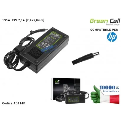 AD114P Alimentatore Green Cell PRO 135W 19V 7,1A [7,4x5,0mm] EliteDesk 800 G1 Compaq 6710b 6715b 6715s 6910p 8510p HP Elite 8...