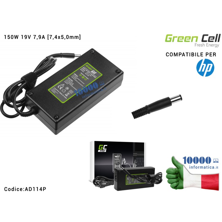 Alimentatore Green Cell PRO 150W 19V 7,9A [7,4x5,0mm] HP EliteBook 8530p 8530w 8540p 8540w 8560p 8560w 8570w 8730w ZBook 15 G1 G