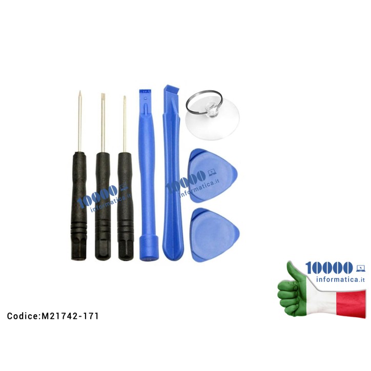 TOOL KIT SET APERTURA RIPARAZIONE SMARTPHONE IPHONE TABLET LEVA GIRAVITE VENTOSA