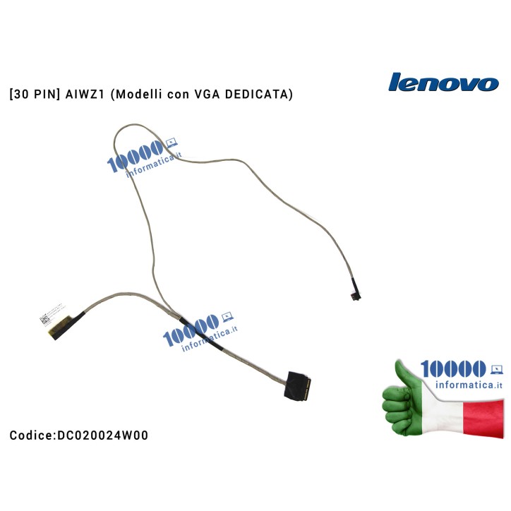 Cavo Flat LCD LENOVO IdeaPad 500-15ISK Z41-70 Z51-70 [DIS] (VGA DEDICATA) DC020024W00 AIWZ1 EDP DIS CABLE 5C10J23727