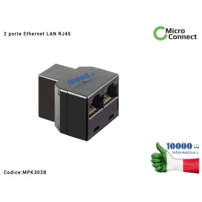 MPK302B Adattatore RJ45 MICROCONNECT con 2 porte Ethernet LAN RJ45 - 2x RJ45 Sdoppiatore Y