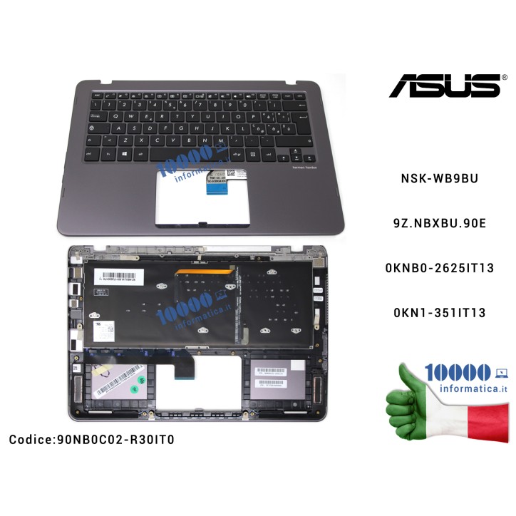 Tastiera Retroilluminata Italiana Completa di Top Case Superiore ASUS ZenBook Flip UX360 UX360UA UX360U [Mineral Grey] NSK-WB9BU