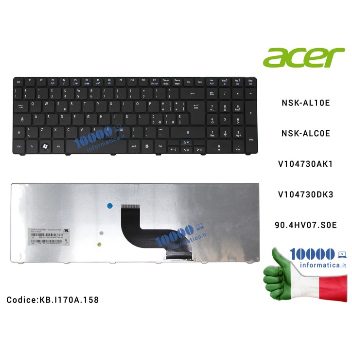 Tastiera Italiana ACER Aspire 5820T 5553G 5551 5625 5736Z 5741G 5745 5810T 5750ZG 5750Z 5820TG 5820TZ NSK-AL10ENSK-ALC0E KB.I170A.158 KBI170A158