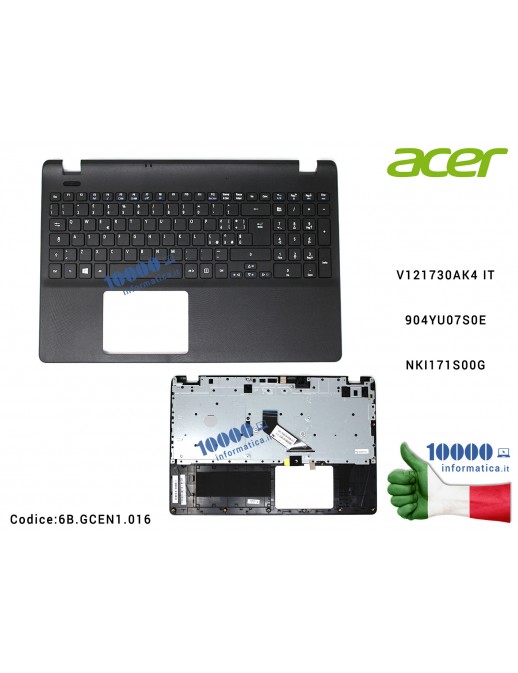 Tastiera Italiana Completa di Top Case Superiore ACER Aspire ES1-571 ES1-512 Extensa 2508 2530 [NERA] V121730AK4 IT 904YU07S0E N