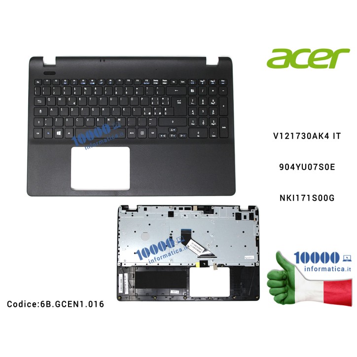 Tastiera Italiana Completa di Top Case Superiore ACER Aspire ES1-571 ES1-512 Extensa 2508 2530 [NERA] V121730AK4 IT 904YU07S0E N