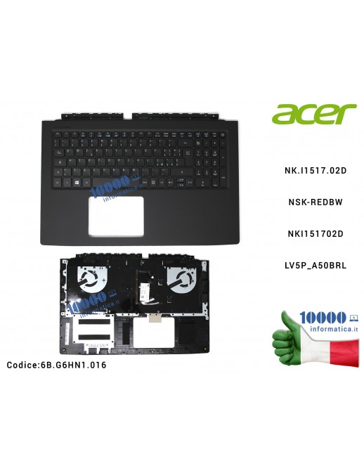 Tastiera Italiana Completa di Top Case Superiore ACER Aspire V15 Nitro VN7-592G [NERA] [LIGHT BAR RETROILLUMINATA] NK.I1517.02DN