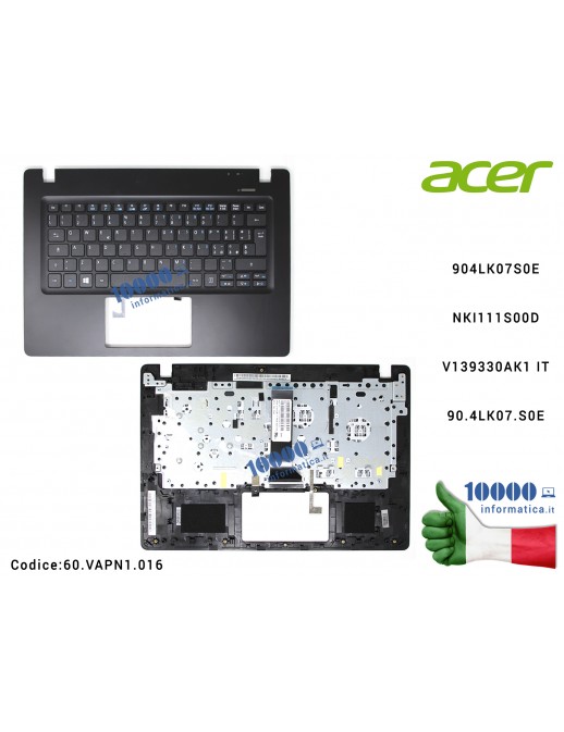 Tastiera Italiana Completa di Top Case Superiore ACER TravelMate TMP236-M P236 P236-M [NERA]  904LK07S0ENKI111S00DV139330AK1 IT9